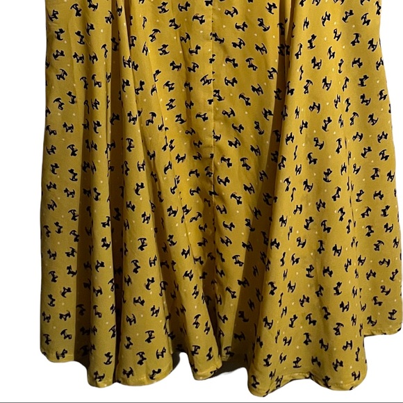 L.A Soul Yellow Scottie Dog Print Dress. Women’s Fit Flare Cocktail. - Picture 4 of 8